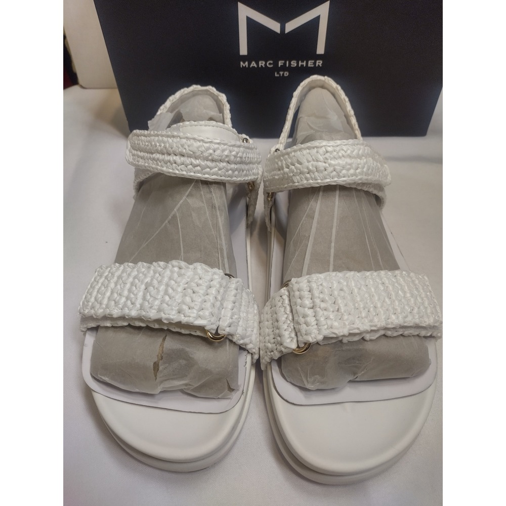 Marc Fisher LTD White Crochet Platform Sport Sandals Womens Size 8M Adjustable - Picture 2 of 9